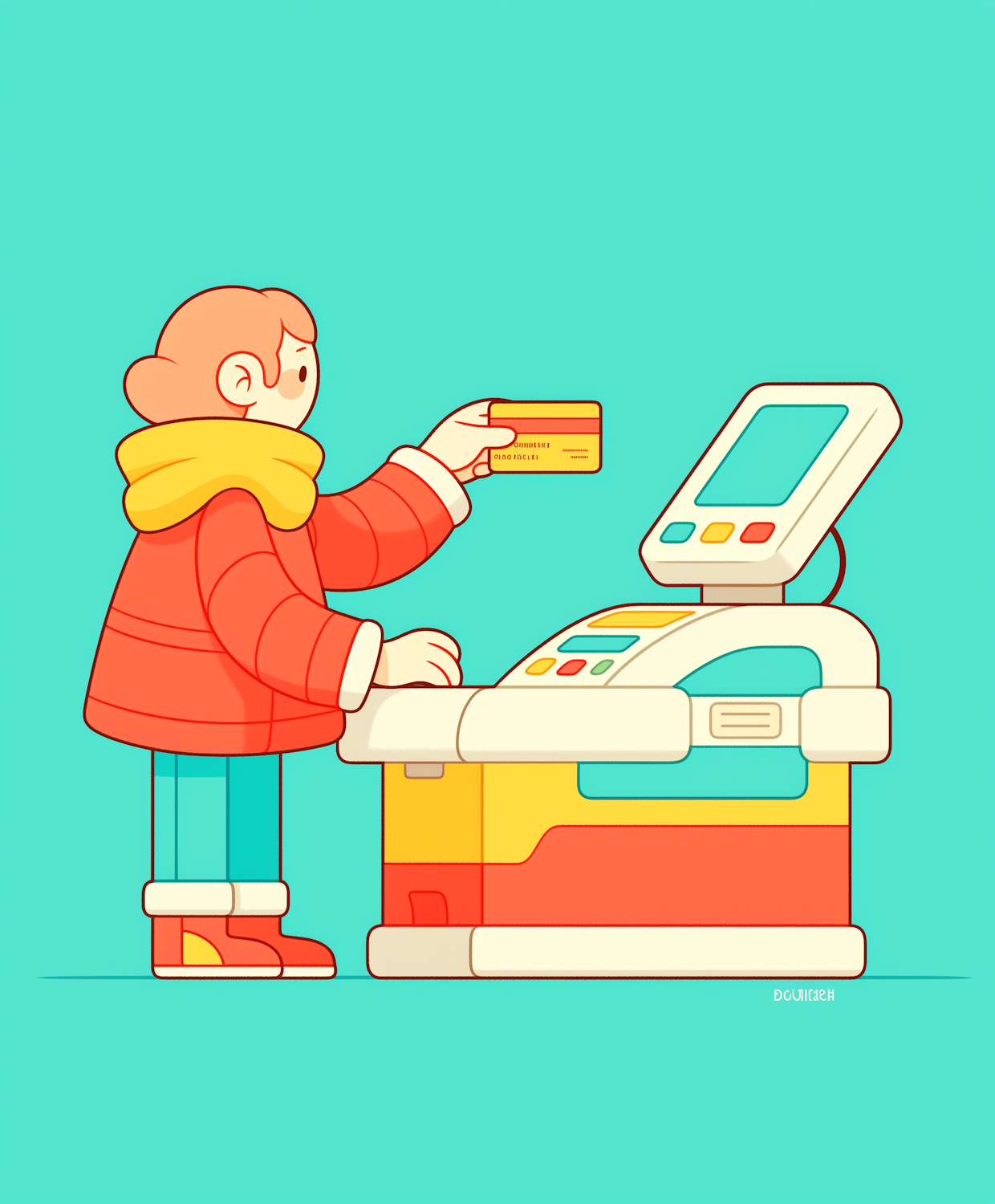 A close-up of a person's hand tapping a Clipper card on a fare validator before boarding public transit.