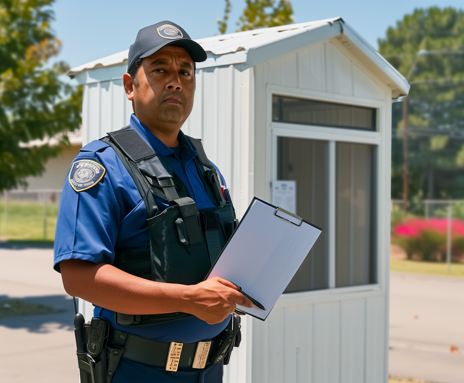 A scene depicting a group of security professionals undergoing training, emphasizing Allied Universal's commitment to employee development and skill acquisition.