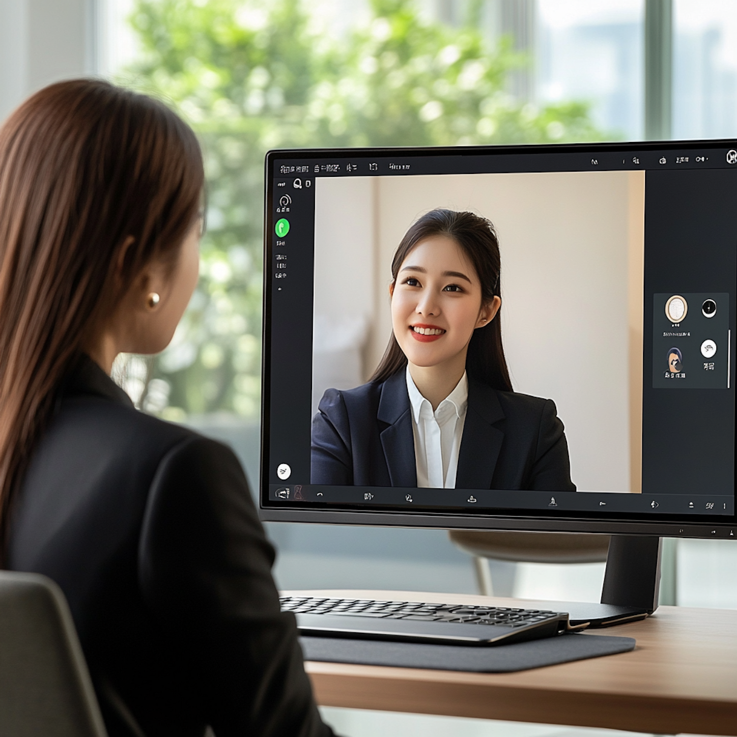 A professional engaging in a confident salary negotiation during a video call, representing the final stage of securing a high-ticket sales role remotely.