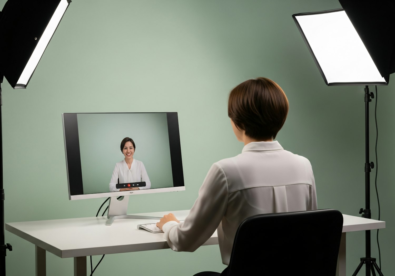 A sales professional engaging in a video call, demonstrating effective communication and closing techniques for remote tradeline sales.