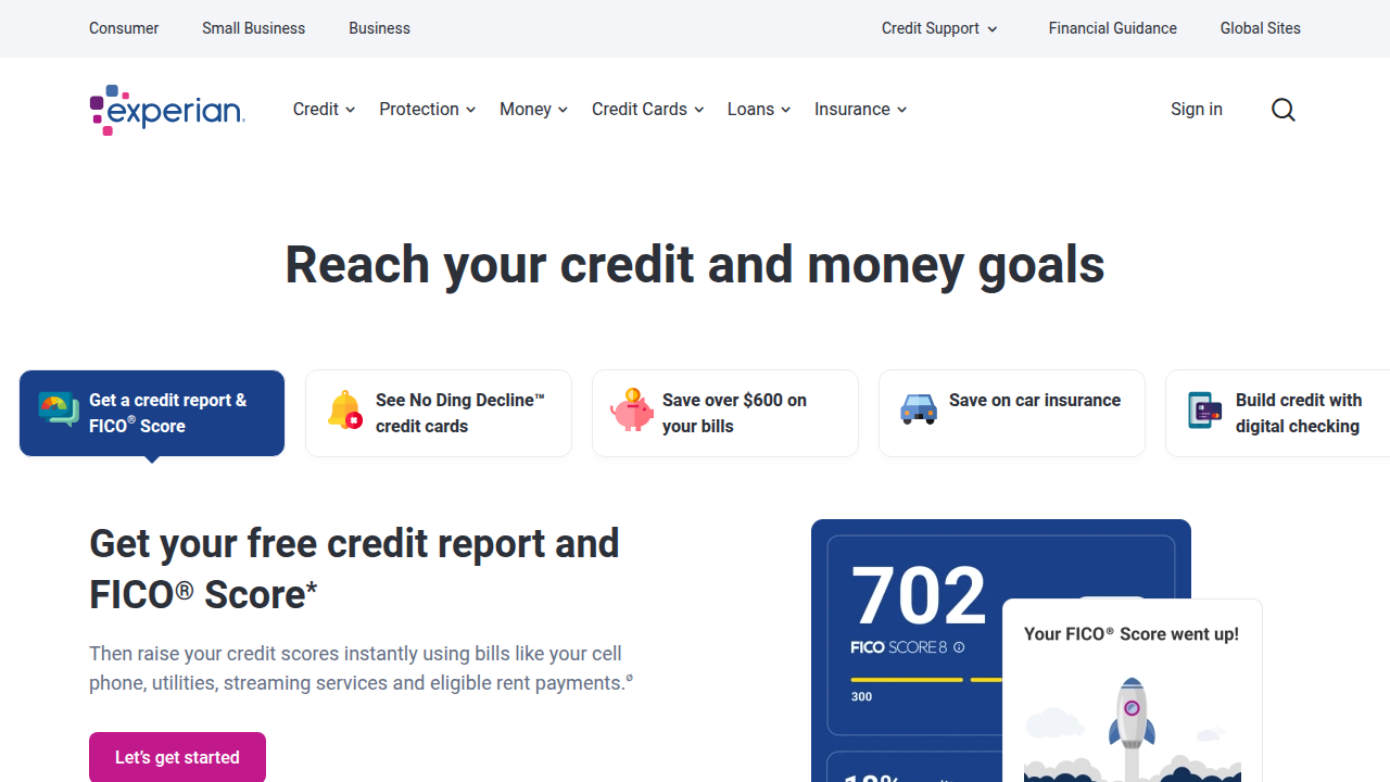 Screenshot of the Experian homepage, a major credit reporting agency, emphasizing the importance of accurate credit information handling in tradeline sales.