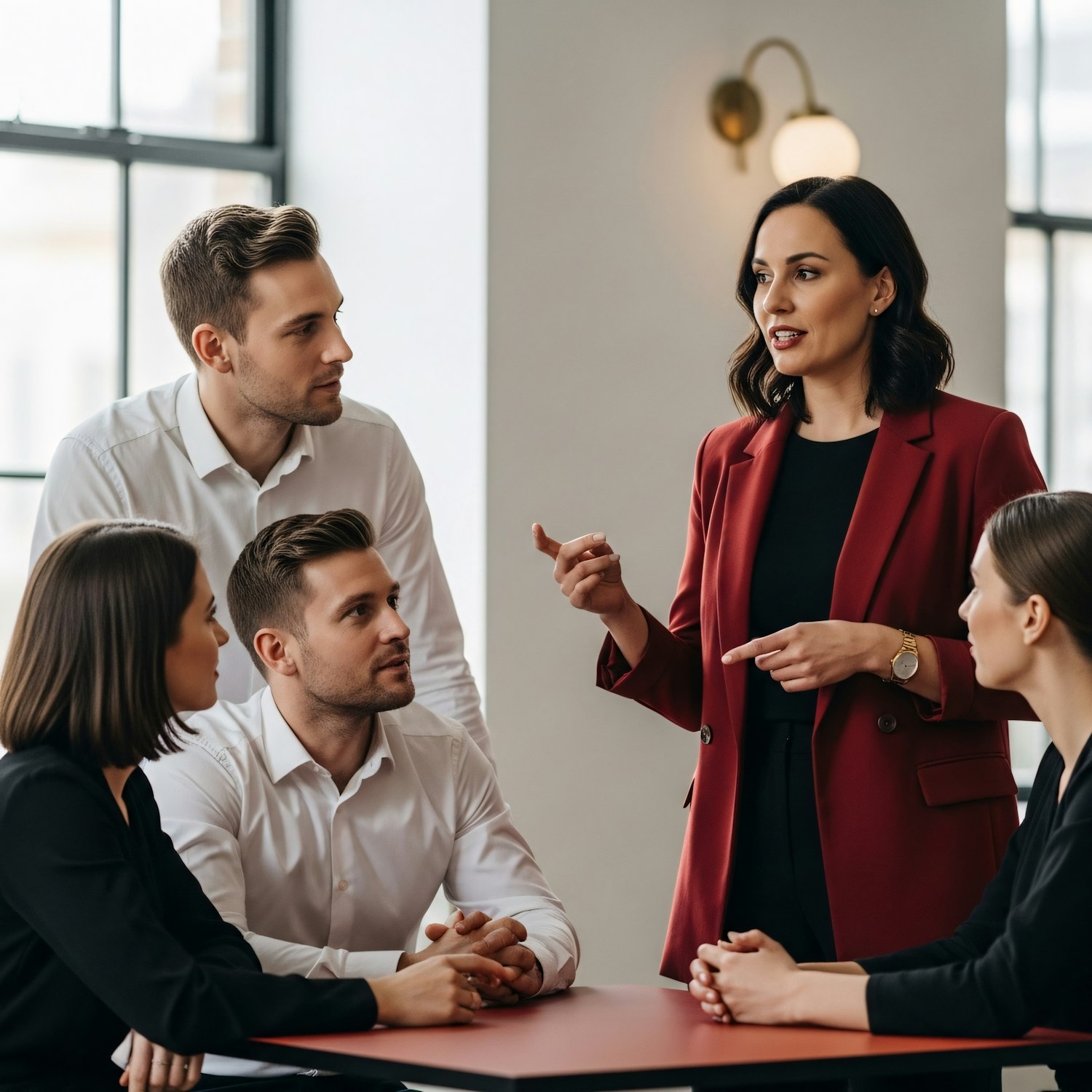 A remote sales manager coaches a virtual team, embodying leadership in a distributed sales environment.