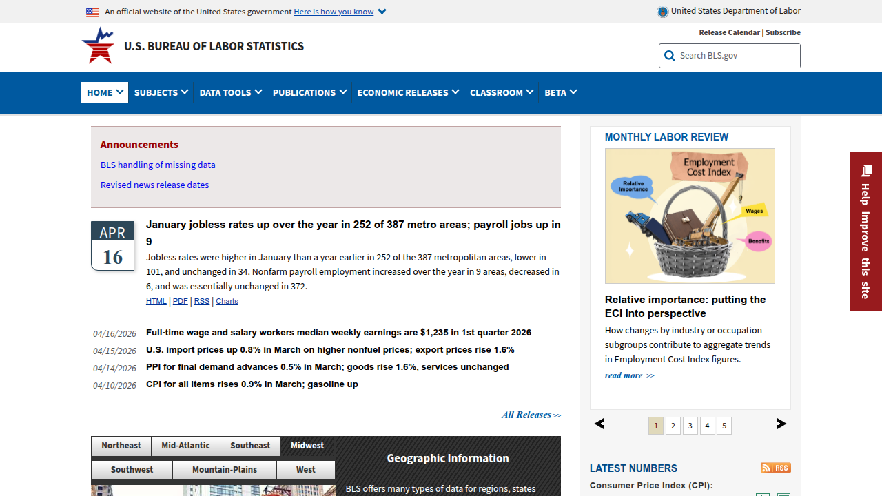 The official government source for employment data, including teen unemployment statistics.
