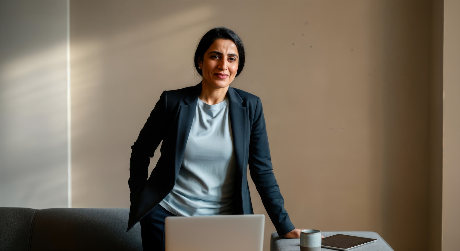 A professional looking confident and forward-thinking, representing the higher-paying roles and career advancement opportunities within King County for skilled individuals.
