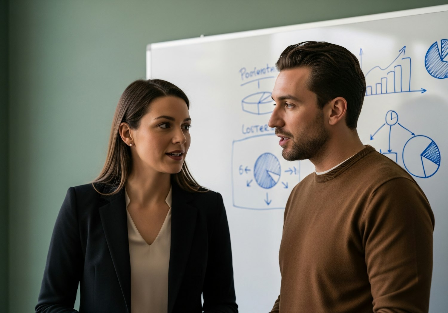 A person engaging in a conversation, possibly a discovery call, with a potential client, actively listening to validate a business idea through early feedback.