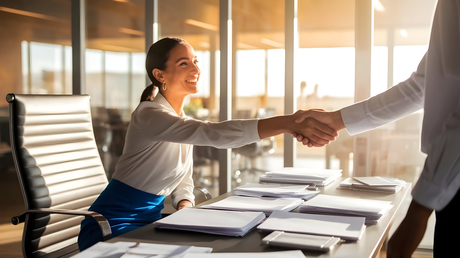 A confident sales professional in a remote setting, engaged in a video call, successfully closing a high-ticket deal by leveraging their expertise and communication skills.